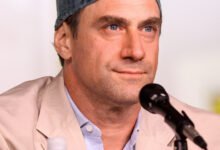 Christopher Meloni speaking at a panel event