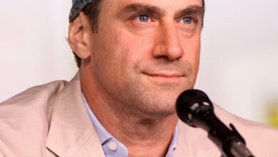 Christopher Meloni speaking at a panel event